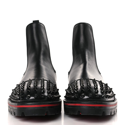 Christian Louboutin Calfskin Mens Melon Spikes Flat Chelsea Boots 42.5 Black 2 of 7