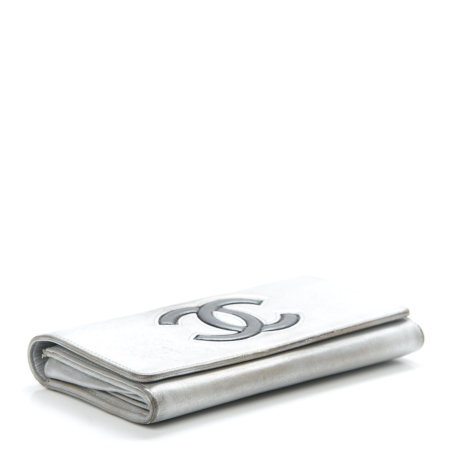 Chanel Lambskin Large CC Flap Wallet Silver 4 of 22