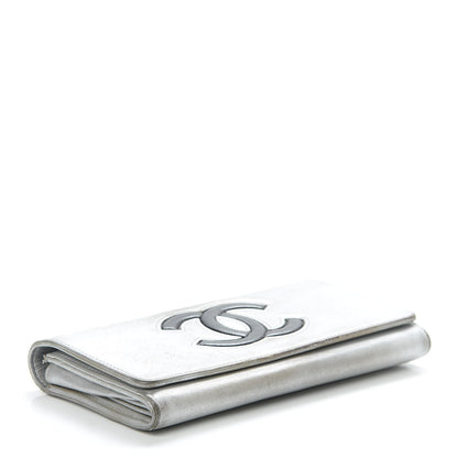Chanel Lambskin Large CC Flap Wallet Silver 4 of 22