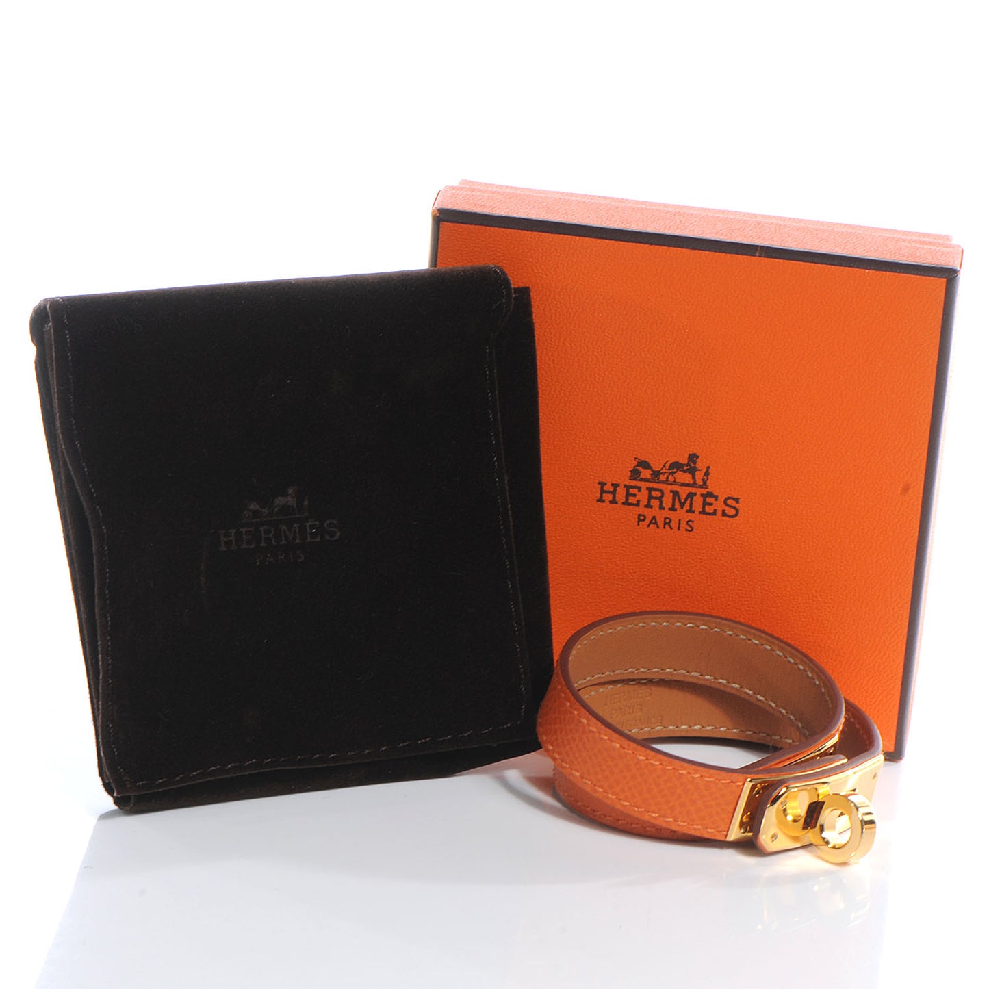 Epsom Kelly Double Tour Bracelet Orange XS