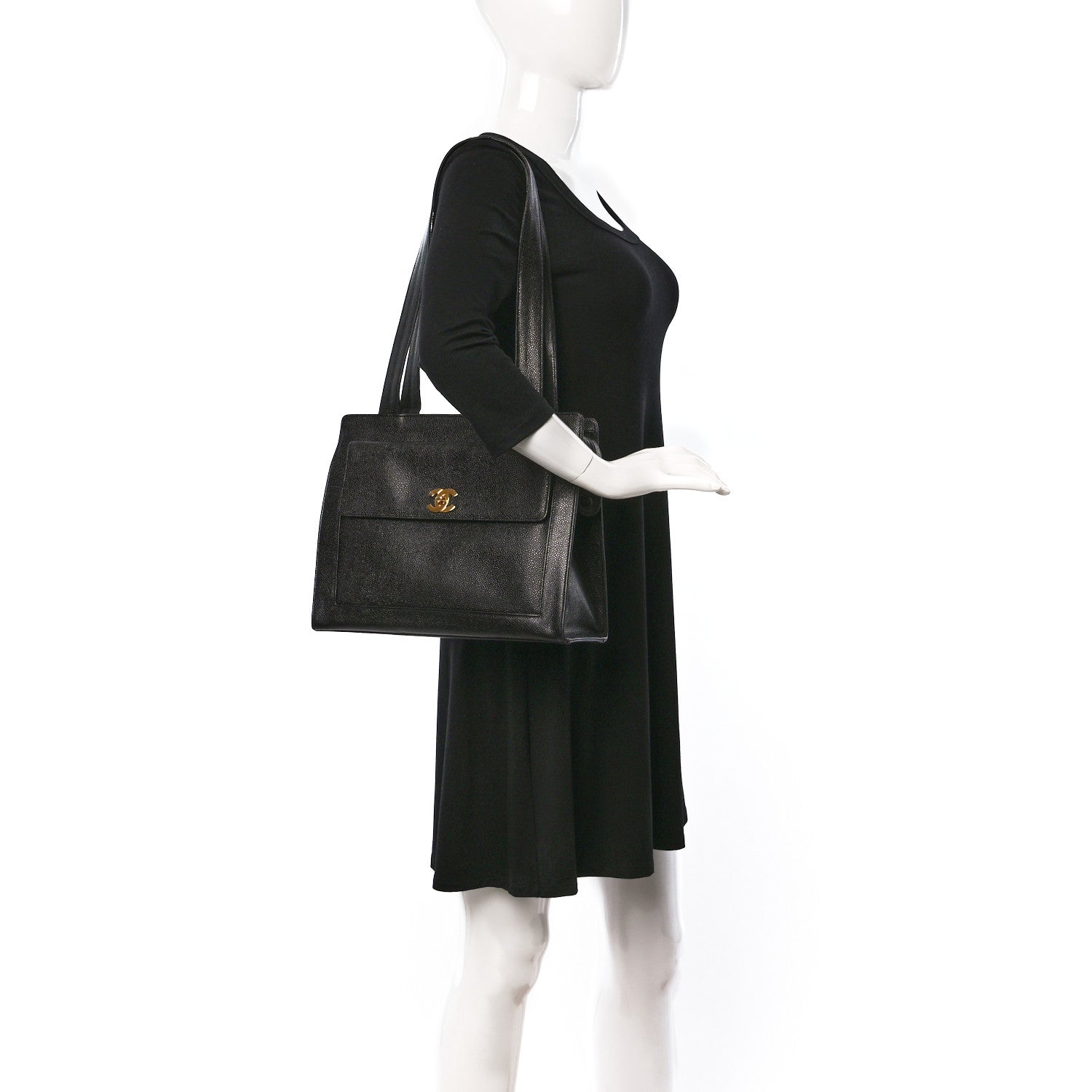 Chanel Caviar Flap Shoulder Bag Black 2 of 10