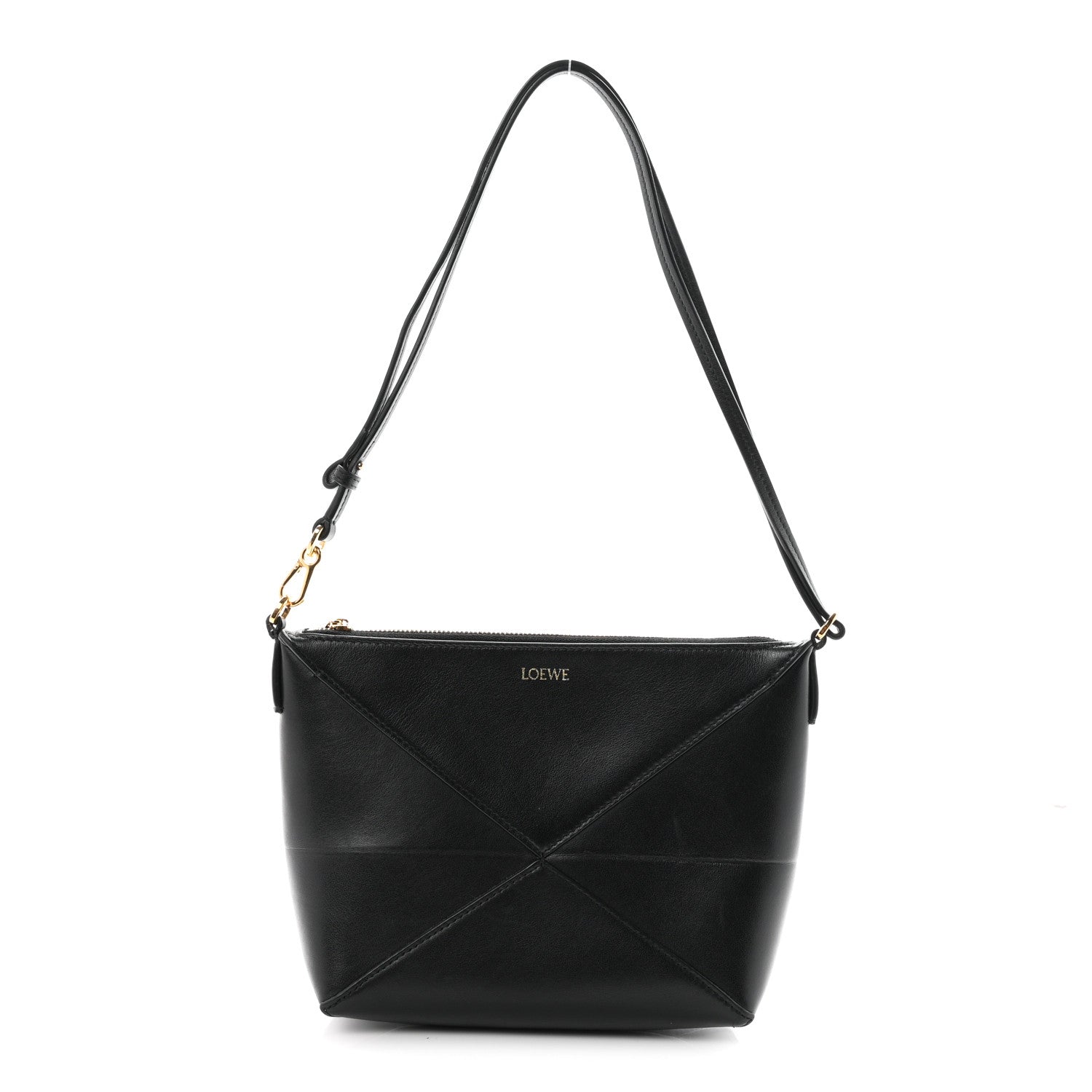 Loewe Shiny Calfskin Puzzle Fold Pouch Black 1 of 9