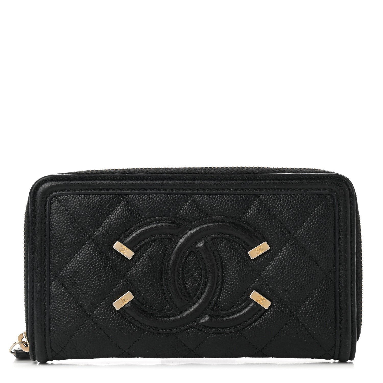 Chanel Caviar Quilted Medium Filigree Zip Around Wallet Black 1 of 11