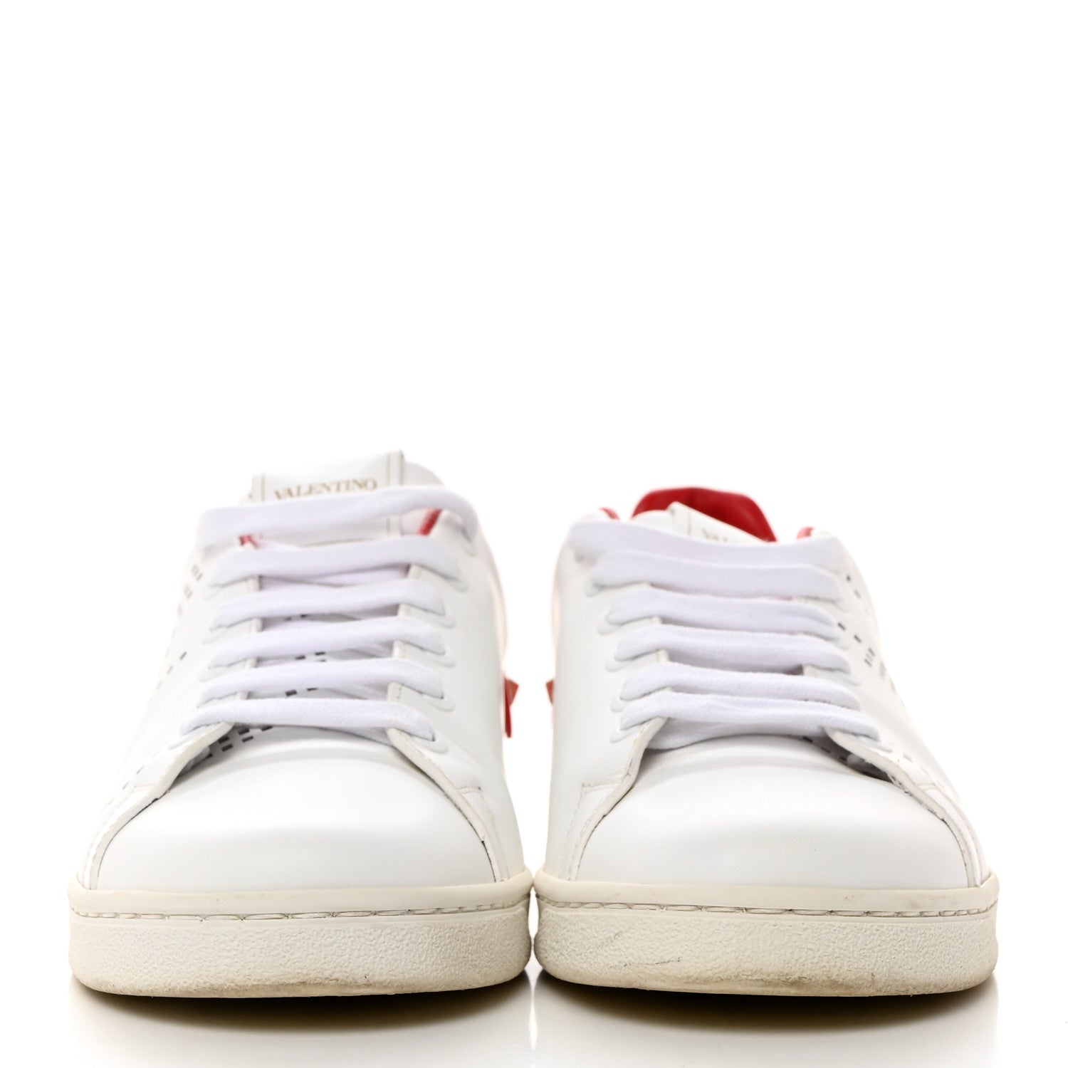 Valentino Garavani Calfskin Womens Backnet Sneakers 37.5 White Red 2 of 9