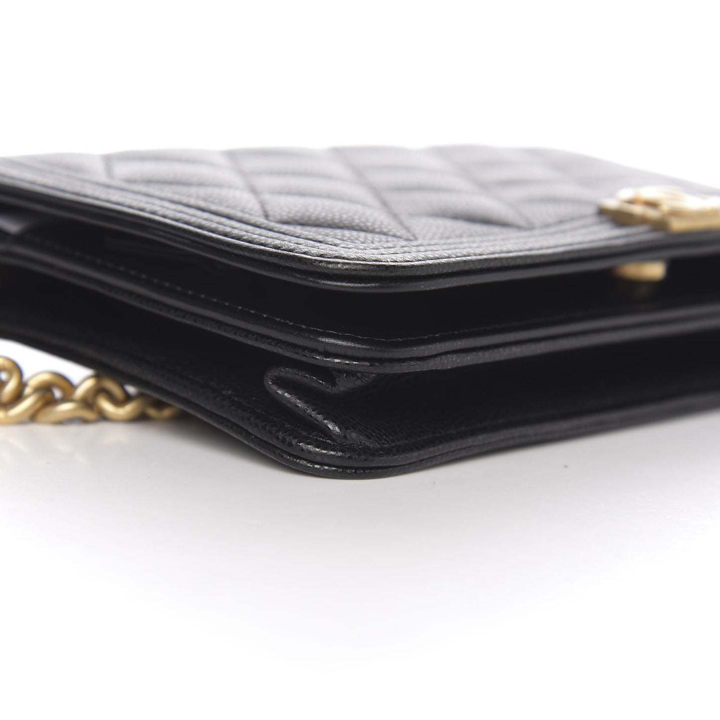 Caviar Quilted Boy Wallet On Chain WOC Black