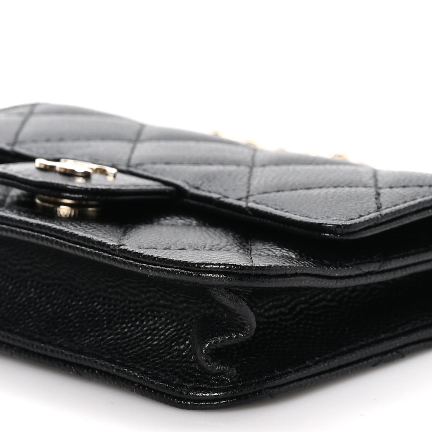Caviar Quilted Mini Chain Belt Bag Black