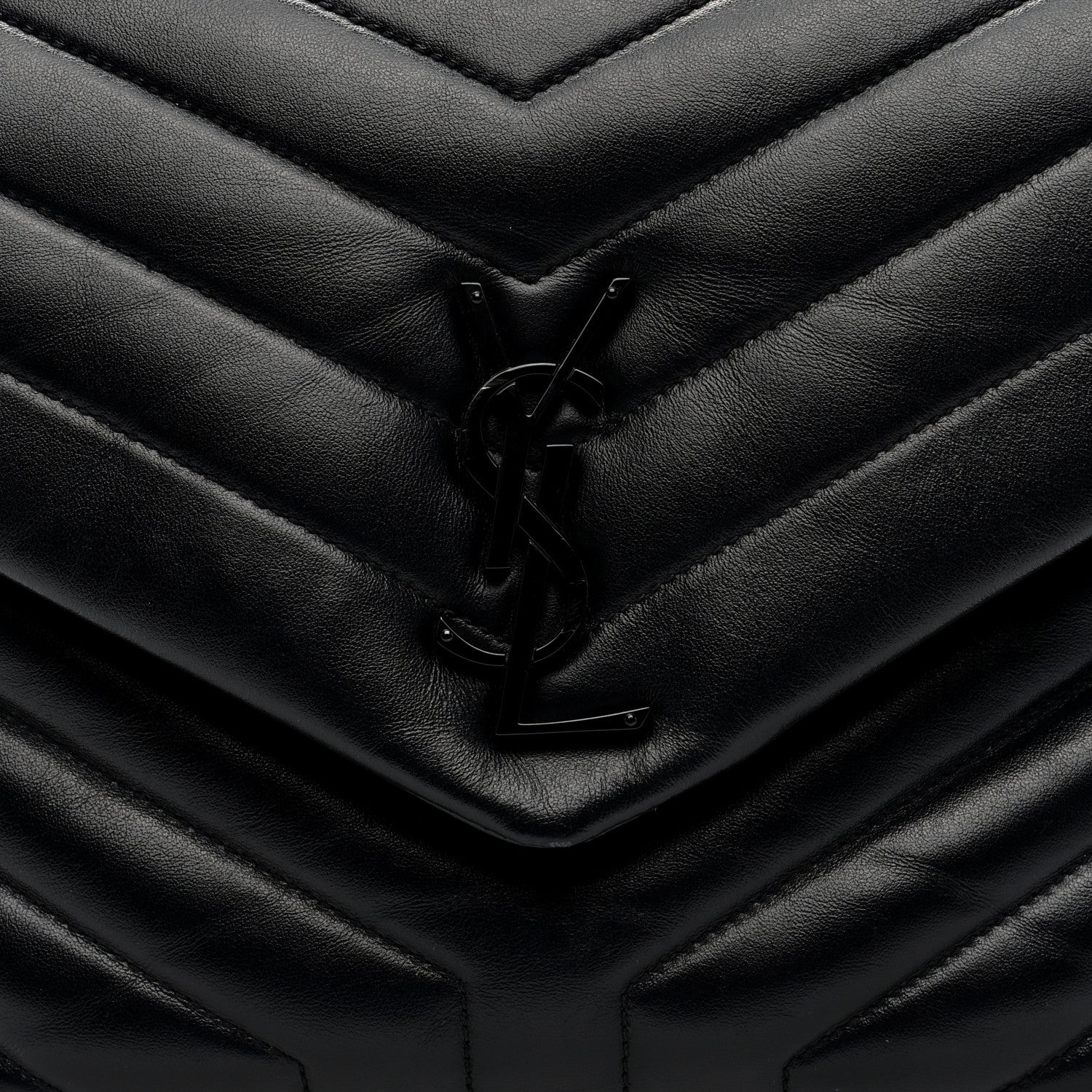 Saint Laurent Calfskin Y Quilted Monogram Monochrome Medium Loulou Chain Satchel Black 7 of 9