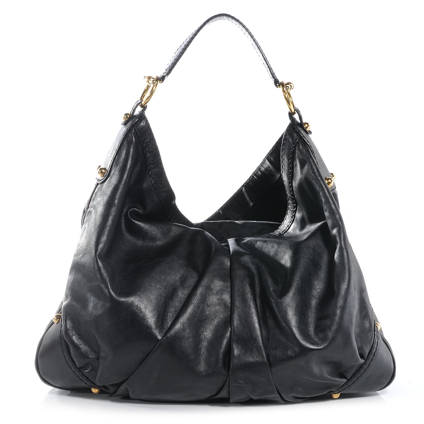 Leather Large Jockey Hobo Black