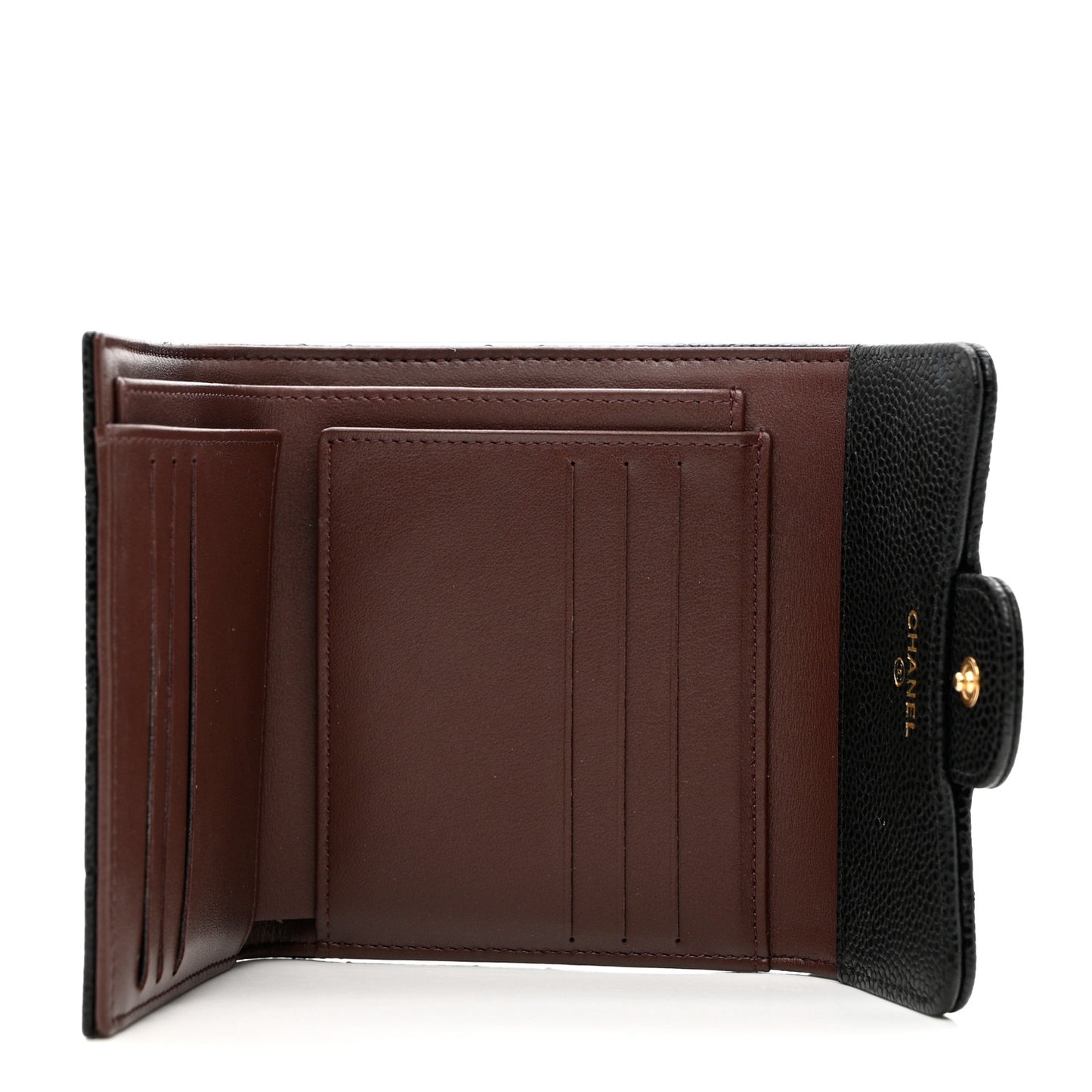 Caviar Quilted Compact Flap Wallet Black