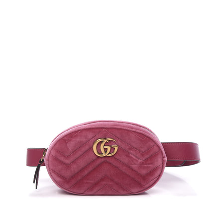 Gucci Velvet Matelasse GG Marmont Belt Bag 85 34 Light Raspberry Rose 1 of 10
