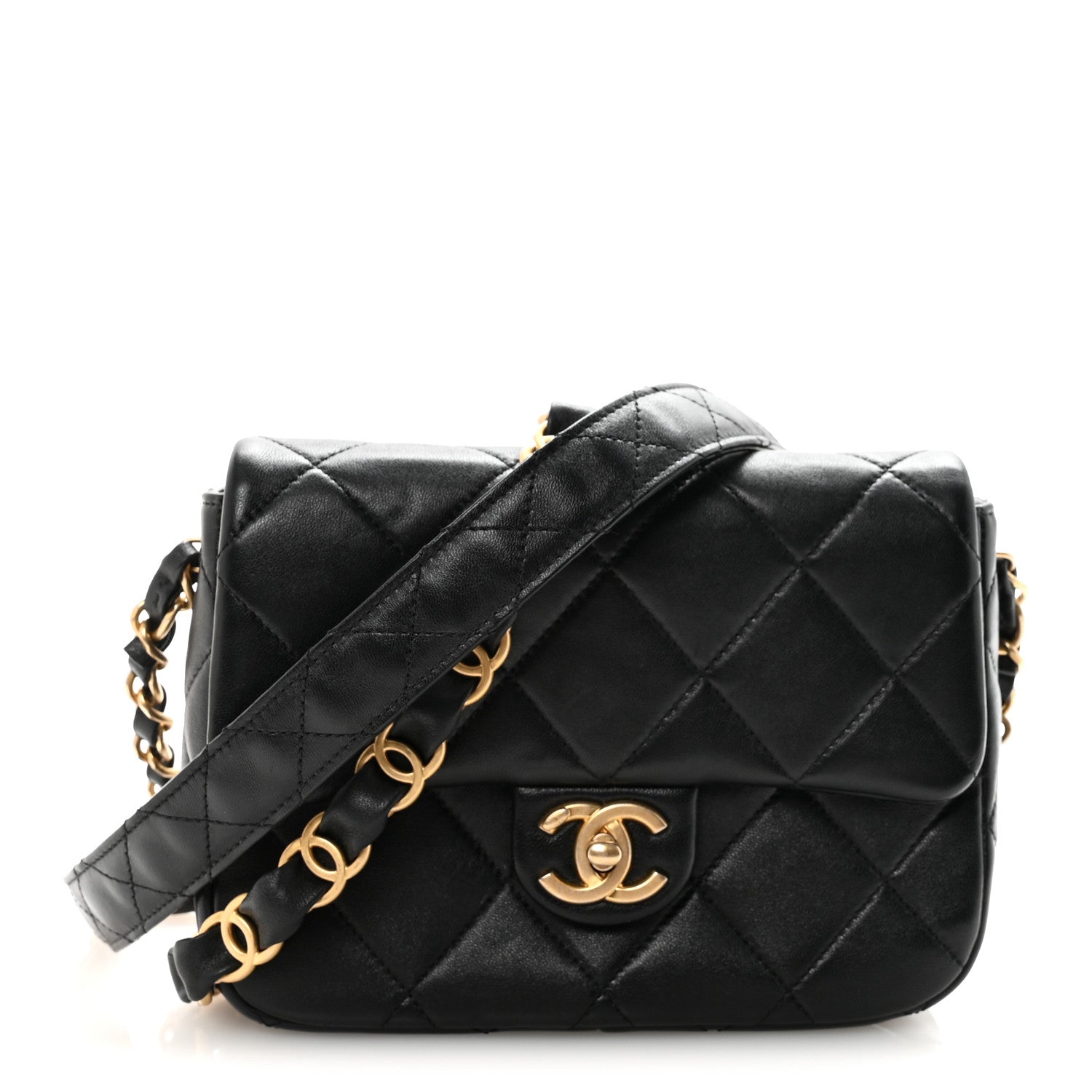 Chanel Lambskin Quilted Small CC Links Flap Black 1 of 11