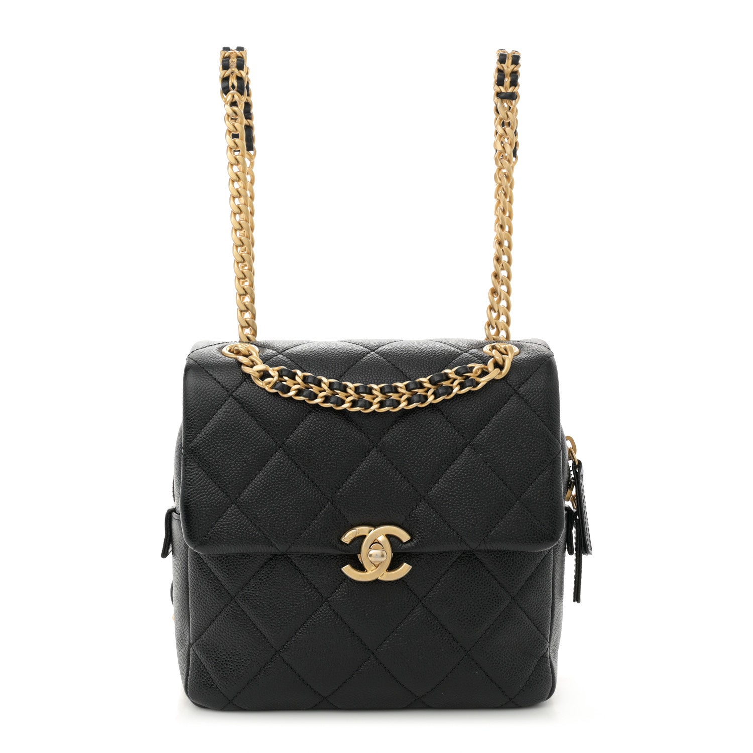 Chanel Shiny Caviar Quilted Chain Melody Backpack Black 1 of 11
