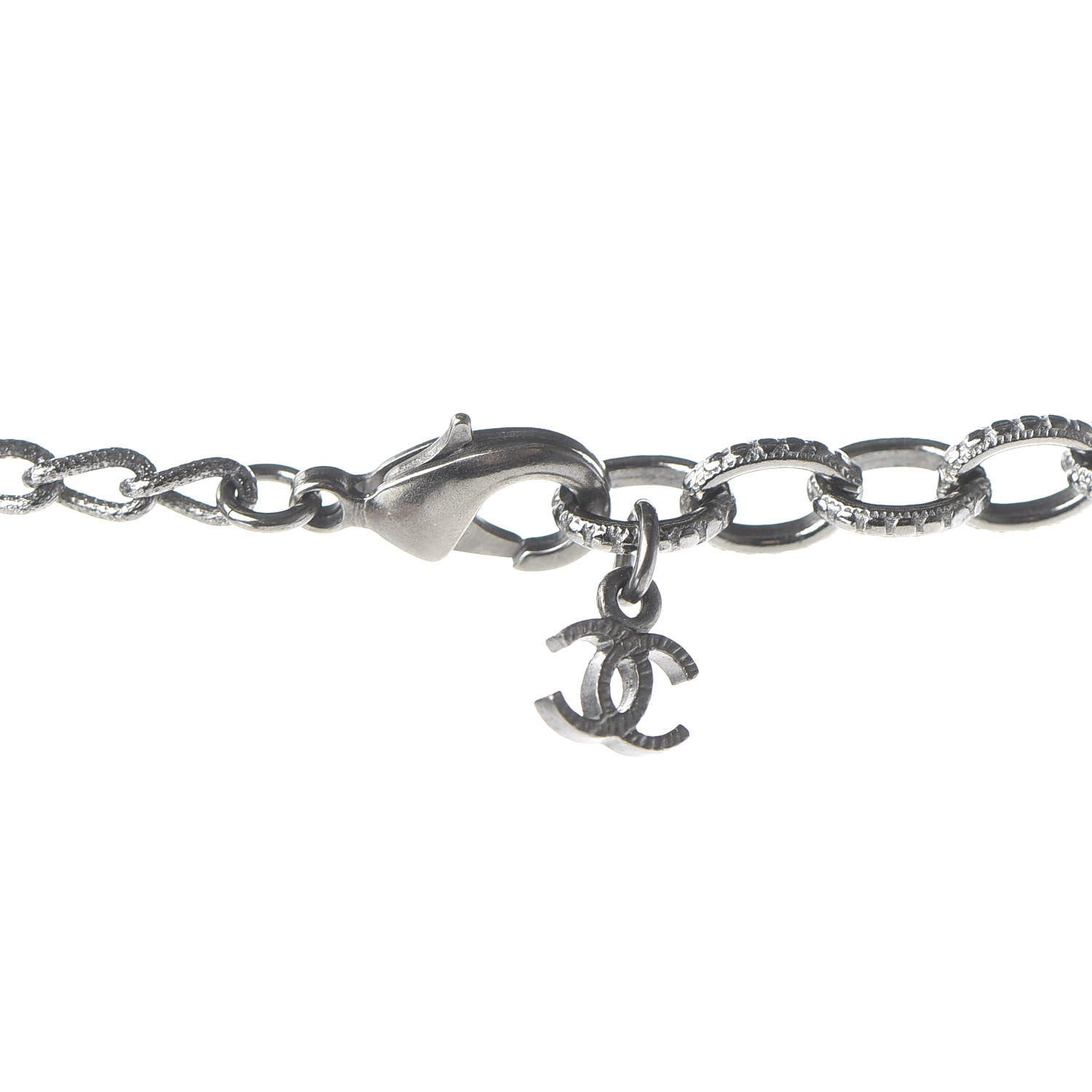 Chanel Crystal Baguette CC Double Strand Necklace Silver 5 of 6