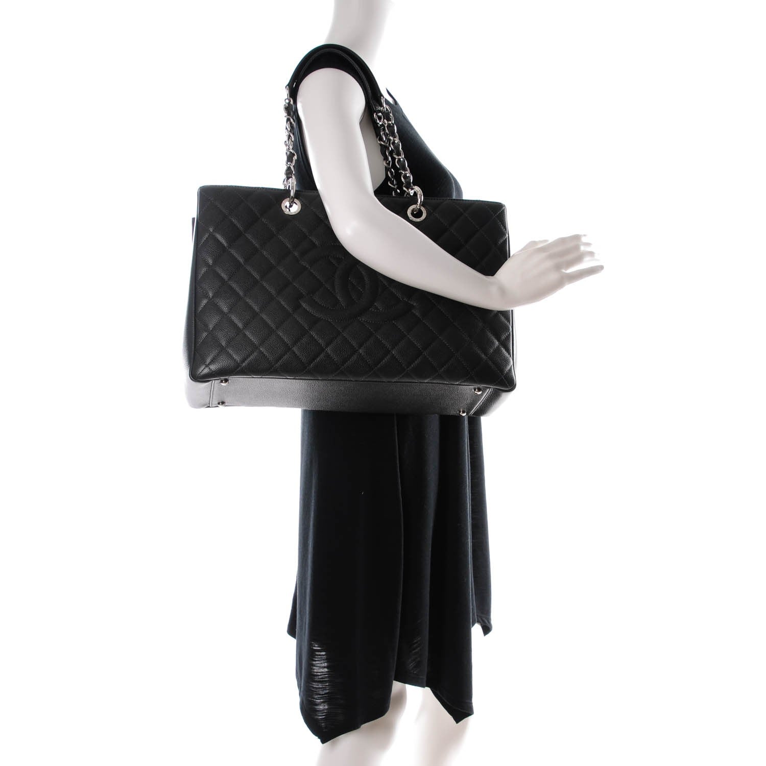 Chanel Caviar Quilted XL Grand Shopping Tote GST Dark Grey 2 of 7