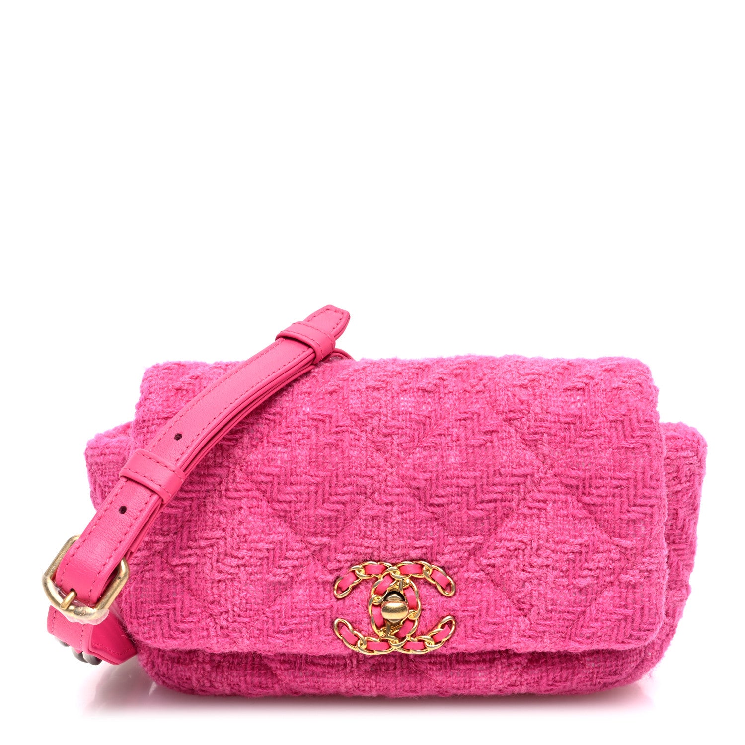 Chanel Tweed Quilted Chanel 19 Waist Bag Pink 1 of 10