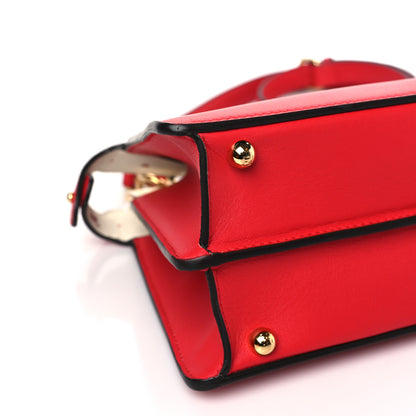 Fendi Vitello Seta Nappa Chinese Valentines Day Karligraphy Small Peekaboo I SEE U Satchel Rosso Cardinale Panna 9 of 10