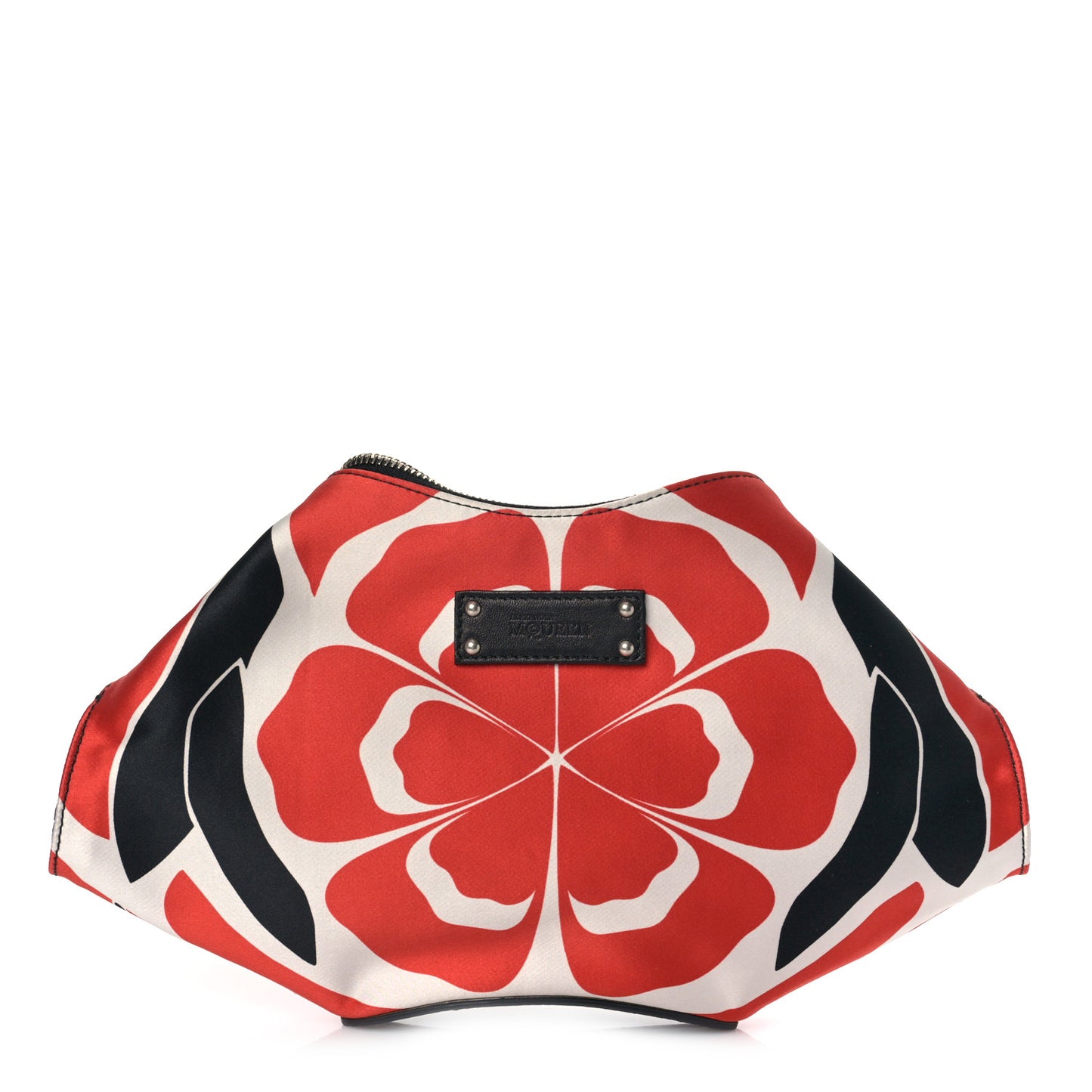 Silk Flower Collage De Manta Clutch Red Black White