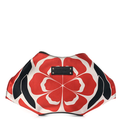 Alexander McQueen Silk Flower Collage De Manta Clutch Red Black White 1 of 8