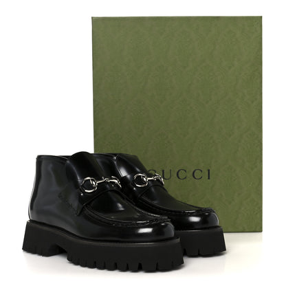 Gucci Cordovan Lux Womens Horsebit Platform Ankle Boots 38 Black 10 of 10