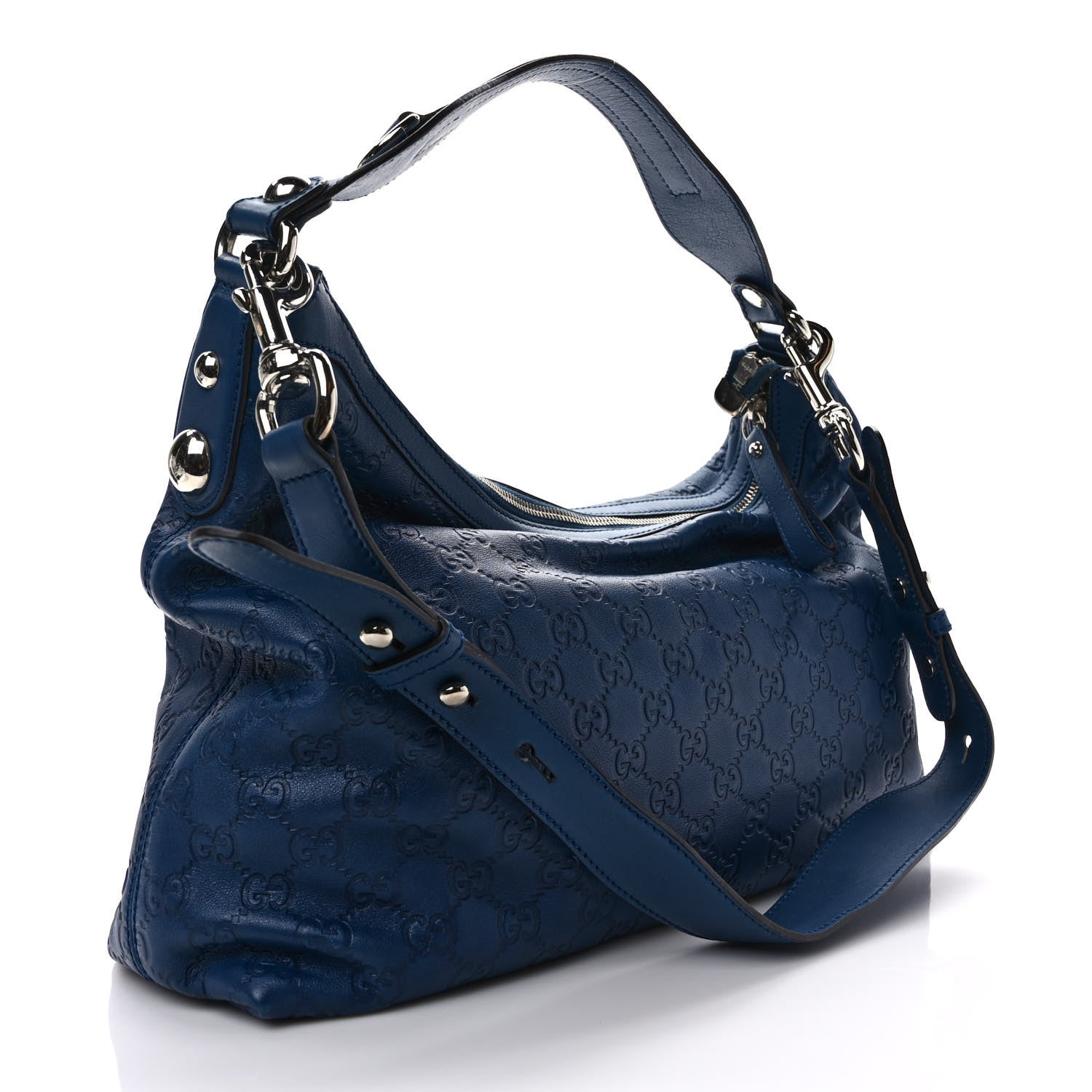Gucci Guccissima Medium Icon Bit Hobo Blue 3 of 9