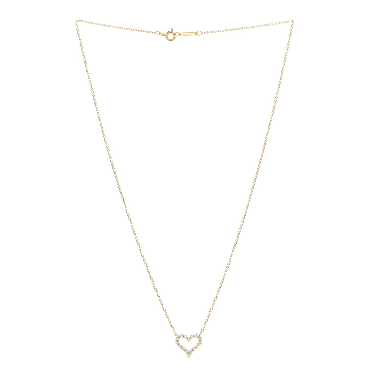 18K Yellow Gold Diamond Mini Heart Pendant Necklace