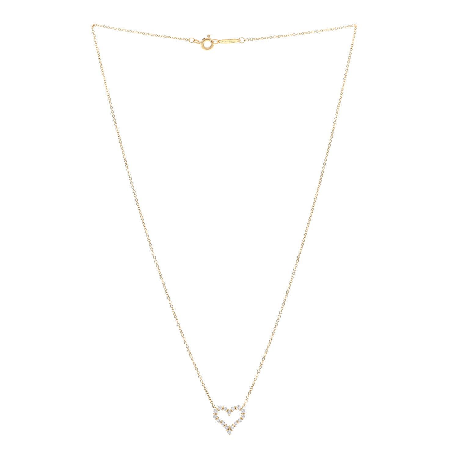 Tiffany 18K Yellow Gold Diamond Mini Heart Pendant Necklace 3 of 6
