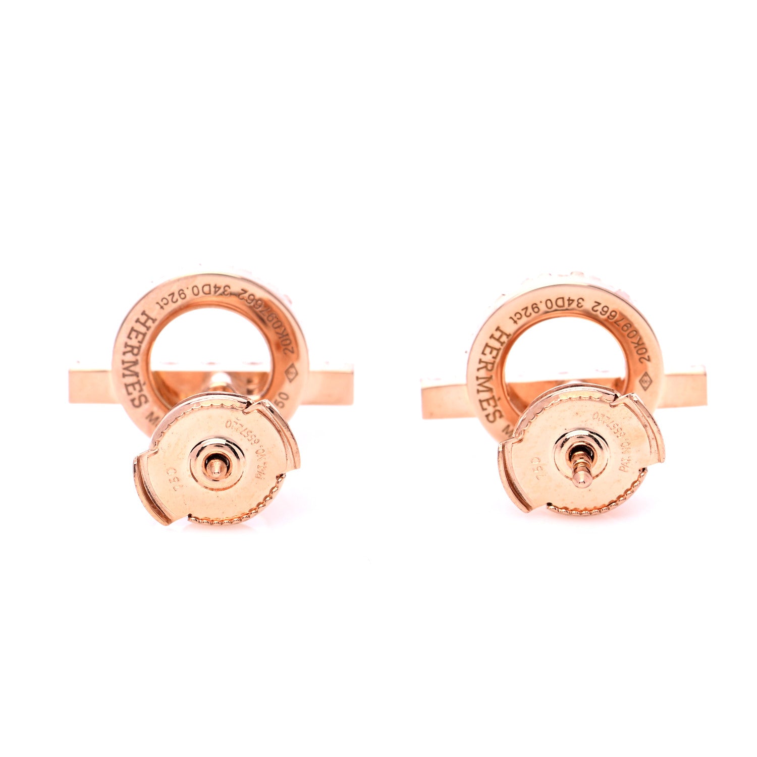 Hermes 18K Rose Gold Diamond Finesse Earrings 3 of 6