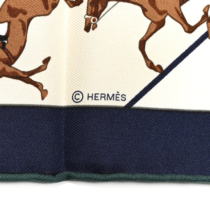 Hermes Silk Les Courses Scarf 45 Marine Beige Vert 4 of 4