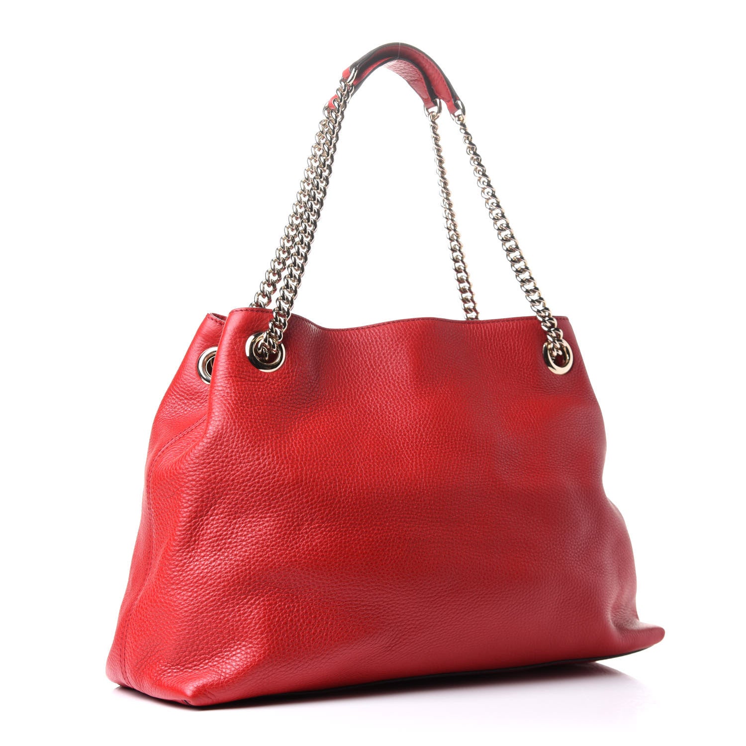 Gucci Pebbled Calfskin Medium Soho Chain Shoulder Bag Tabasco Red 3 of 13