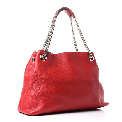 Gucci Pebbled Calfskin Medium Soho Chain Shoulder Bag Tabasco Red 3 of 13