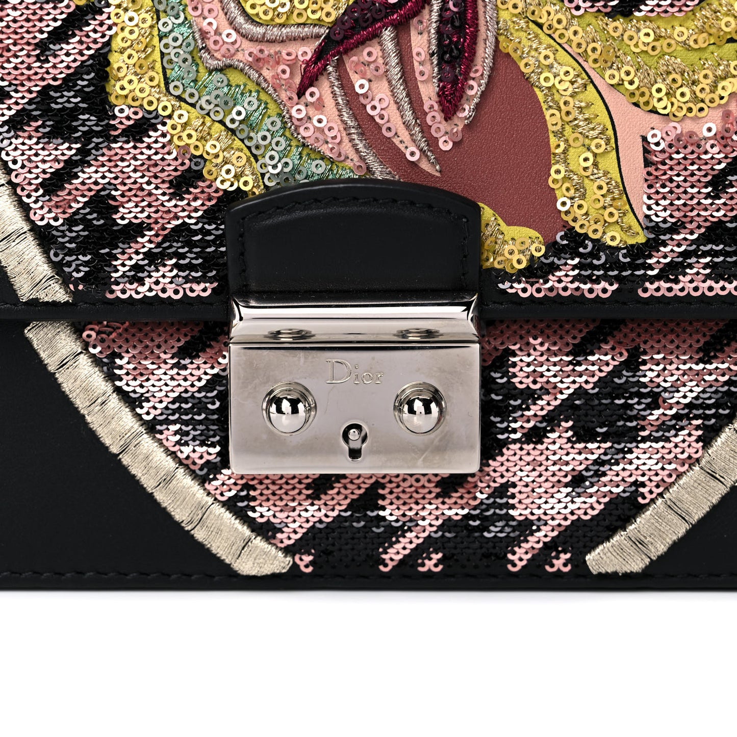 Lambskin Sequin Embroidered Miss Dior Promenade Flap Bag Black