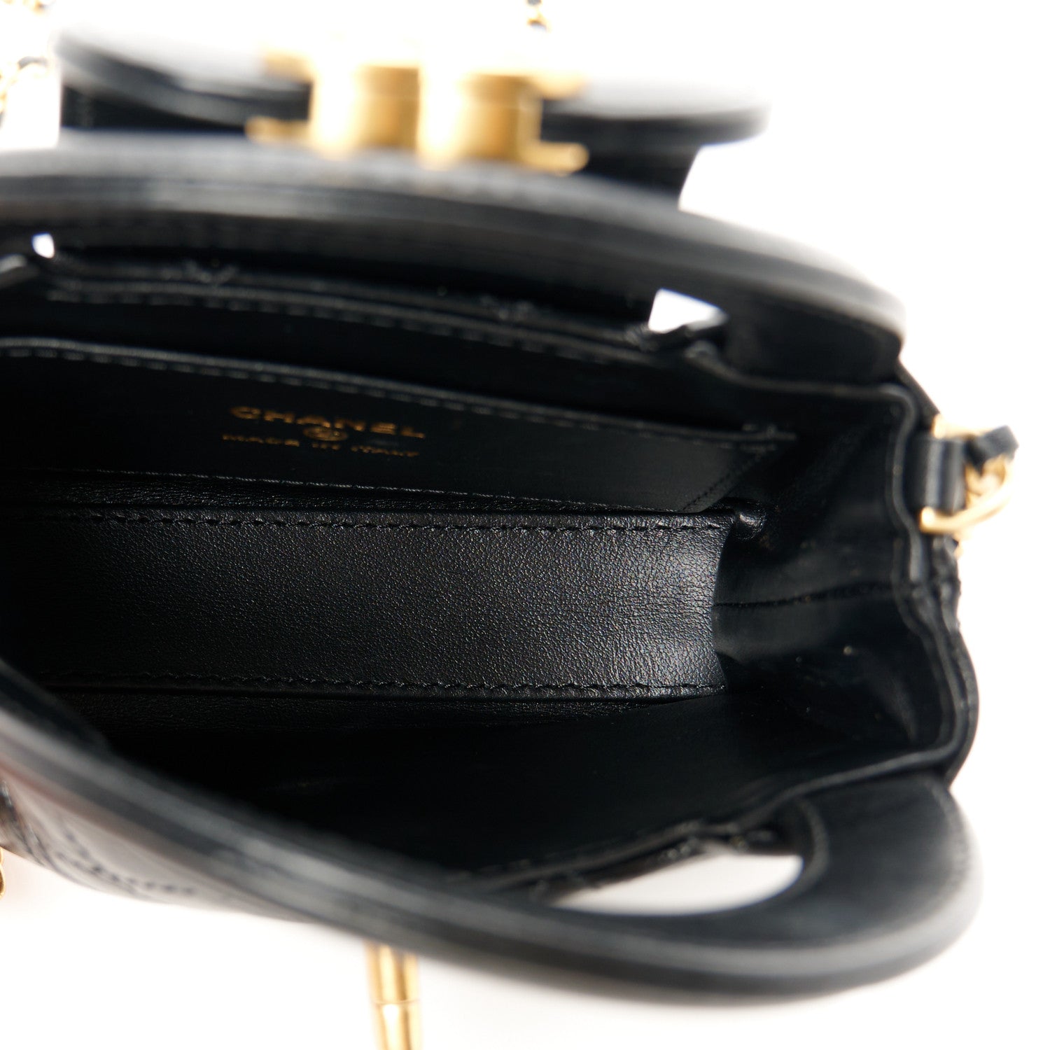 Chanel Shiny Aged Calfskin Quilted Mini Nano Kelly Shopper Black 5 of 11