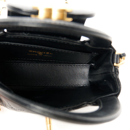 Chanel Shiny Aged Calfskin Quilted Mini Nano Kelly Shopper Black 5 of 11