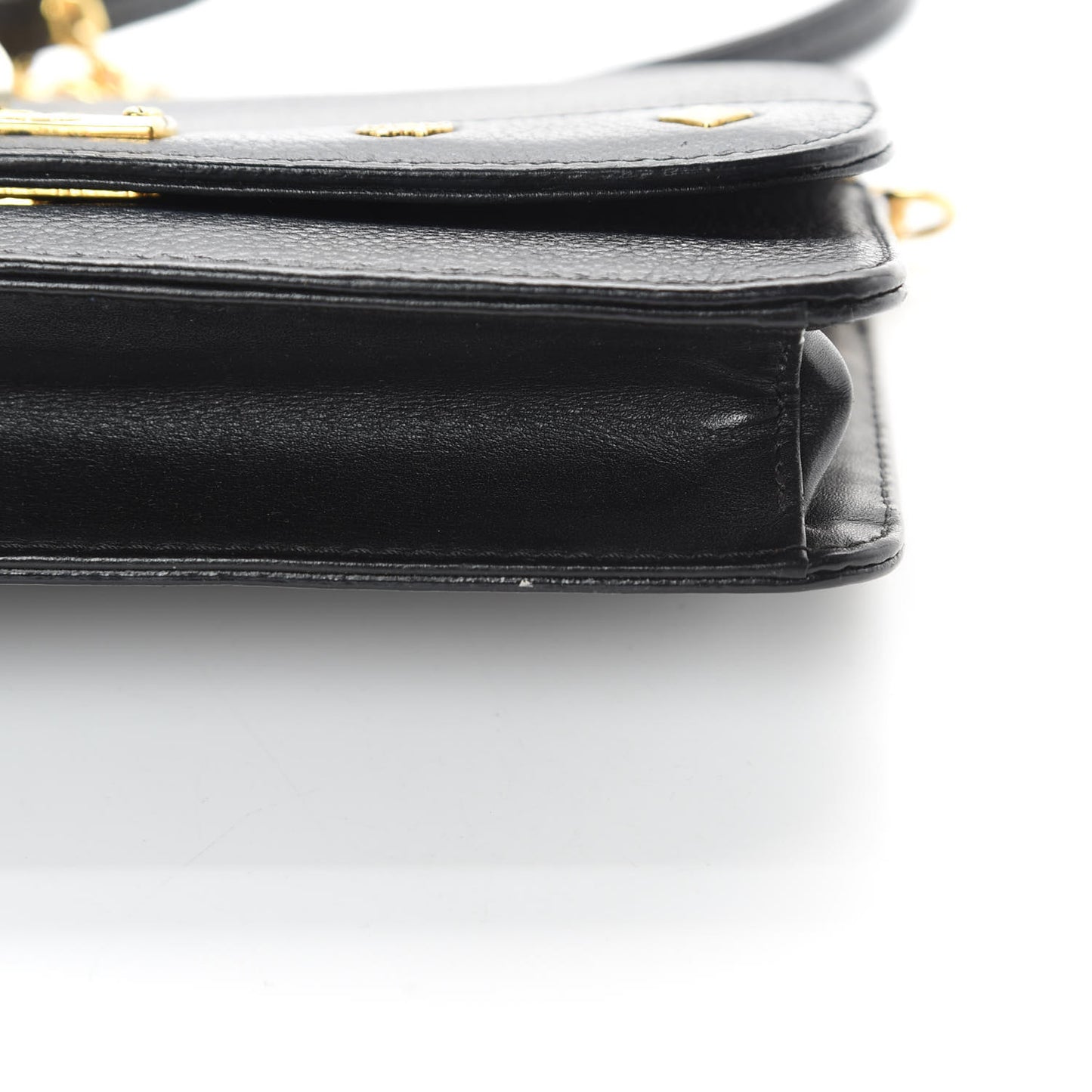 Grained Calfskin Studded Crossbody Bag Black