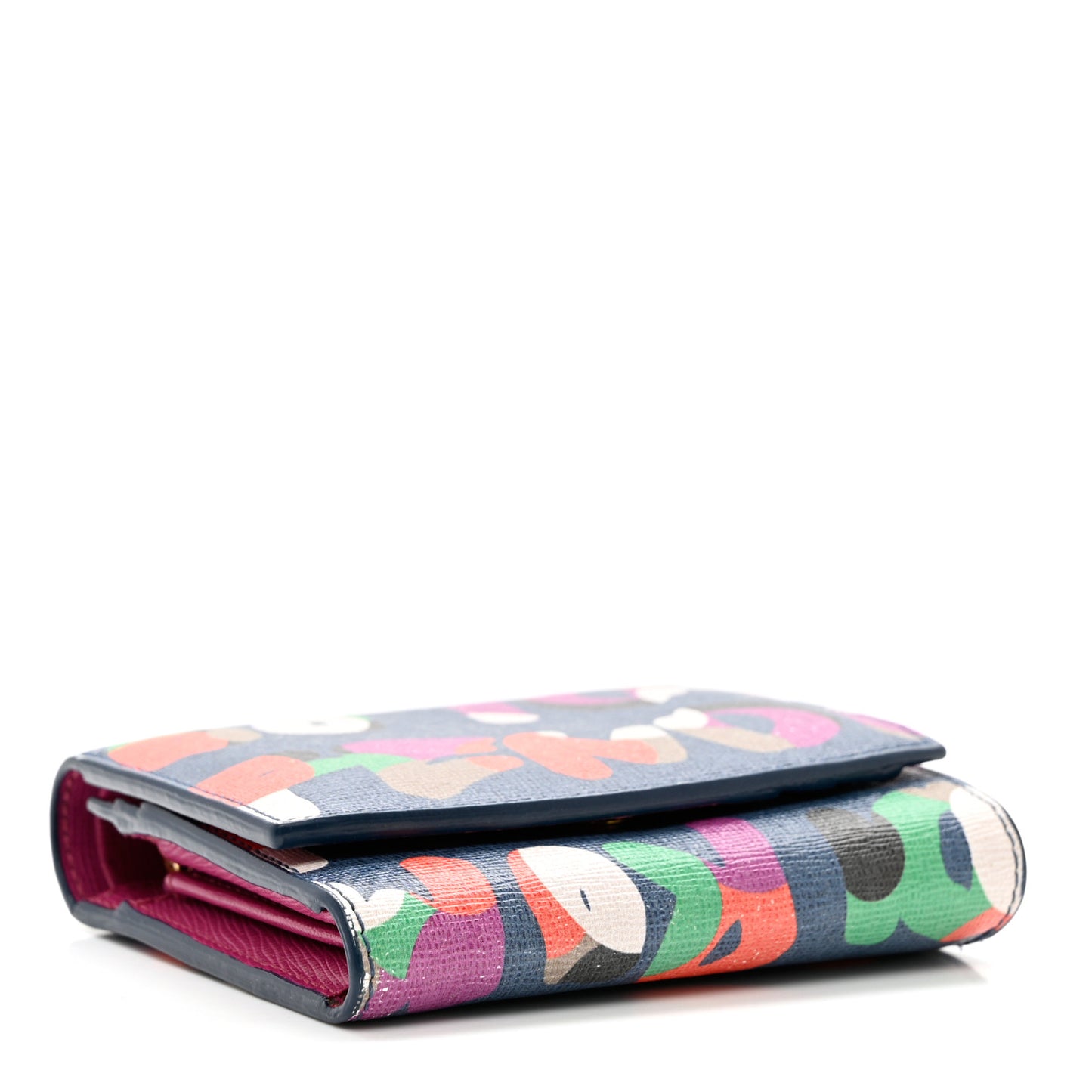 Vitello Elite Fendi Roma Compact Wallet Cobalt Multicolor