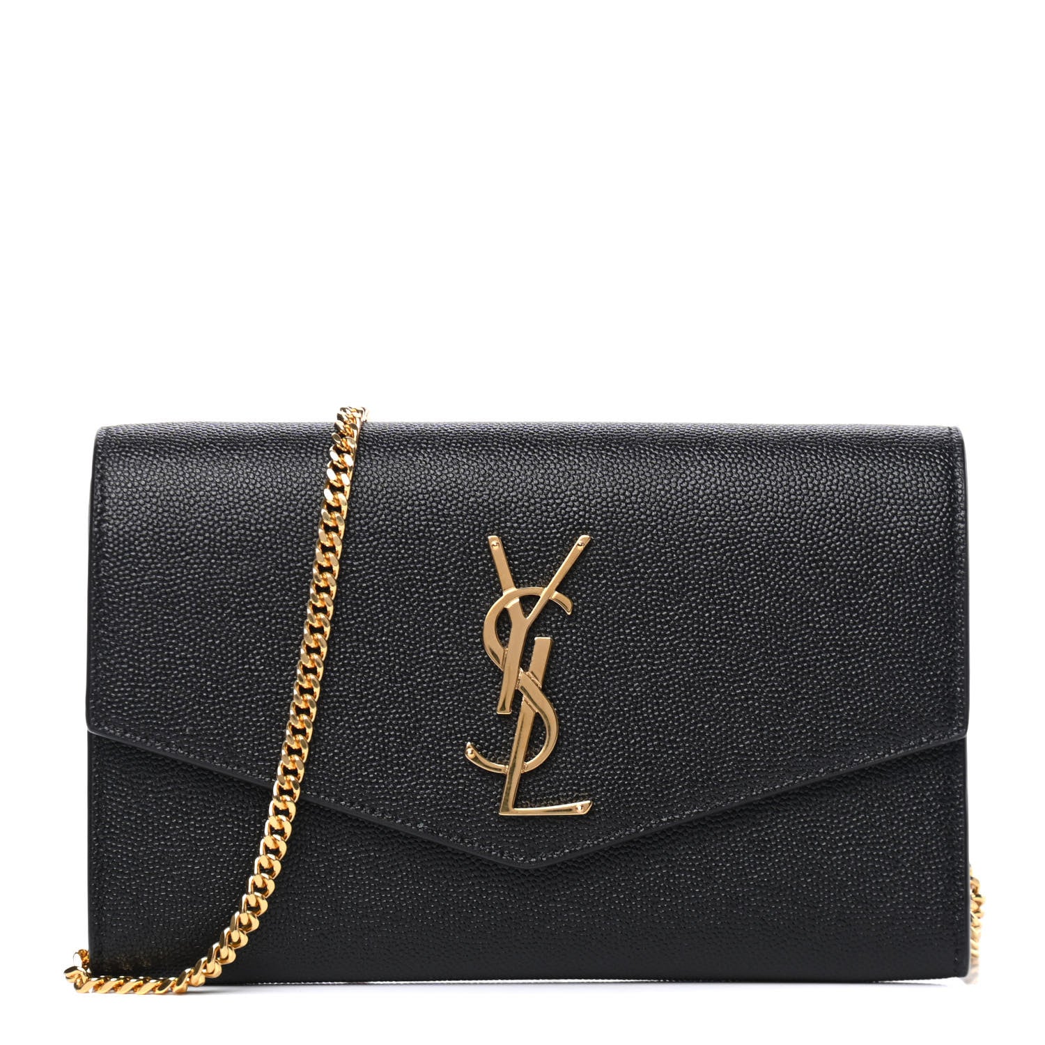 Saint Laurent Grain De Poudre Uptown Chain Wallet Black 1 of 4