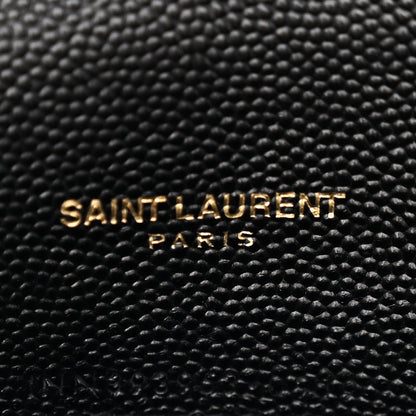 Saint Laurent Grain De Poudre Matelasse Chevron Monogram Envelope Chain Wallet Black 6 of 9