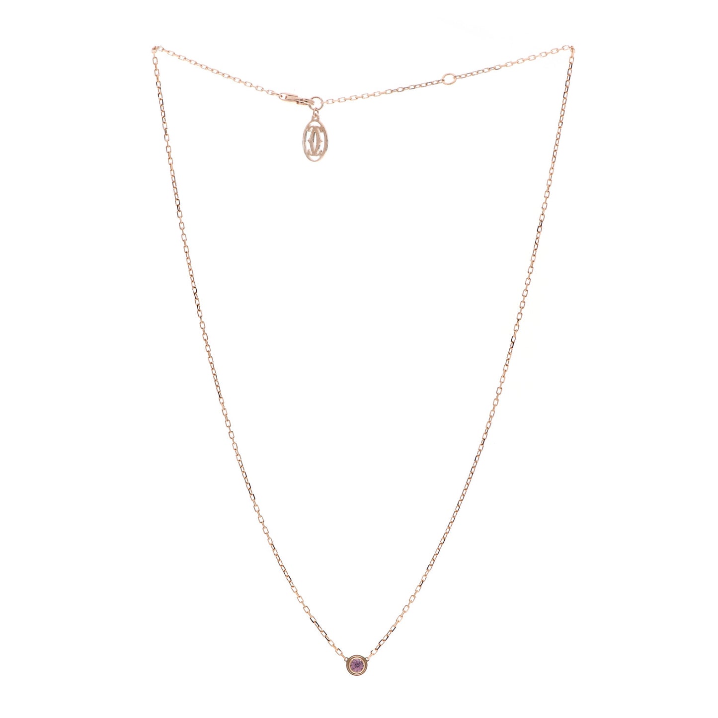 18K Pink Gold Pink Sapphire D'Amour Pendant Necklace