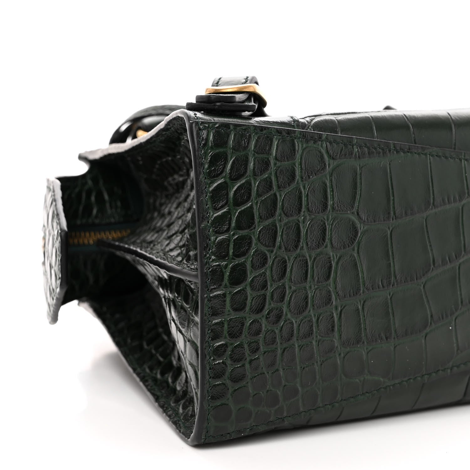 Balenciaga Extra Supple Calfskin Crocodile Embossed Neo Classic Hardware XS City Forest Green 8 of 9