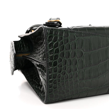 Balenciaga Extra Supple Calfskin Crocodile Embossed Neo Classic Hardware XS City Forest Green 8 of 9