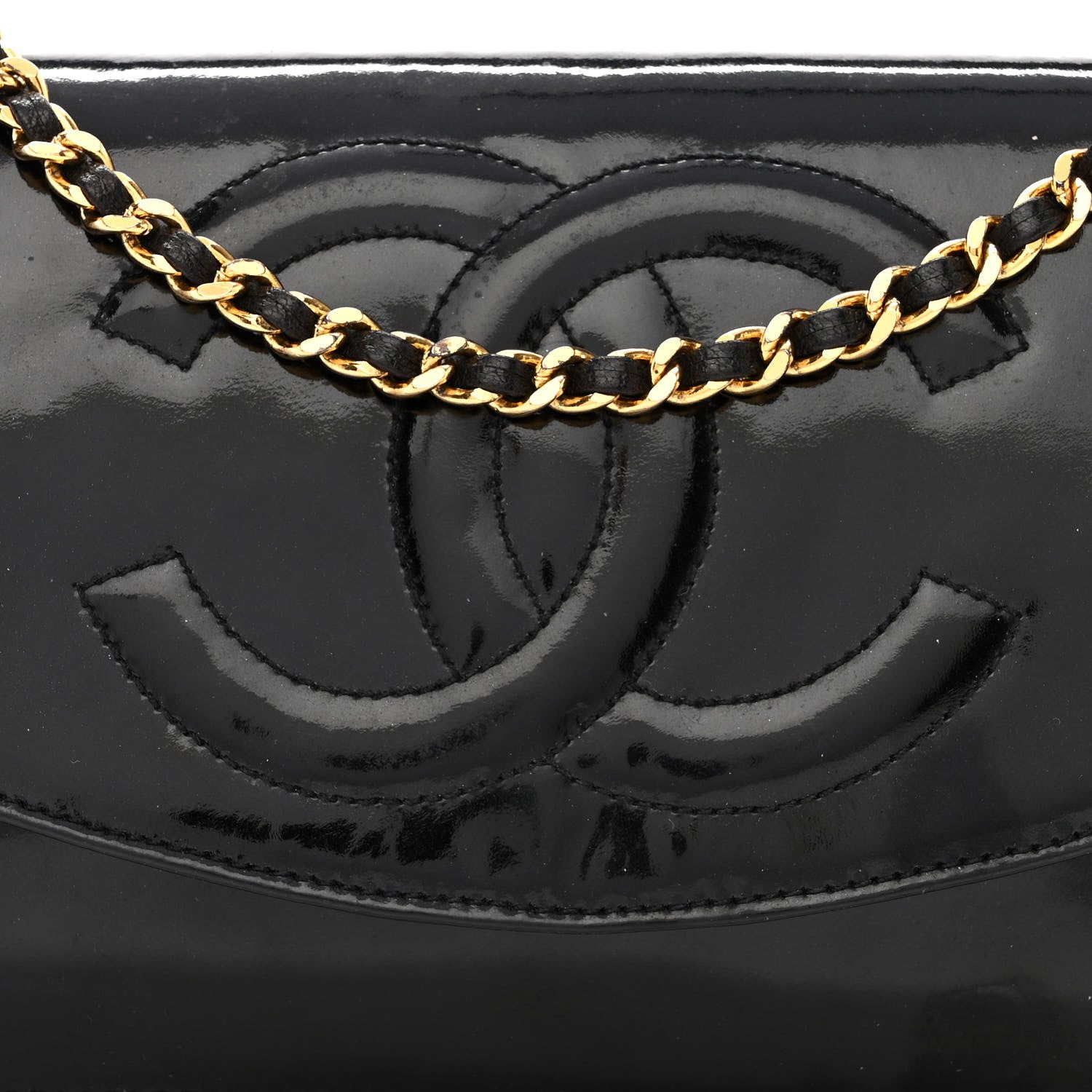 Chanel Patent Timeless CC Wallet On Chain WOC Black 9 of 14