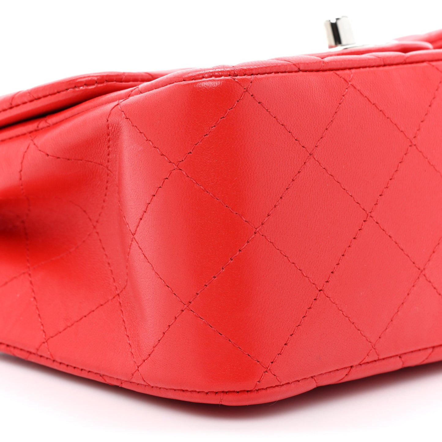 Lambskin Quilted Mini Square Flap Red