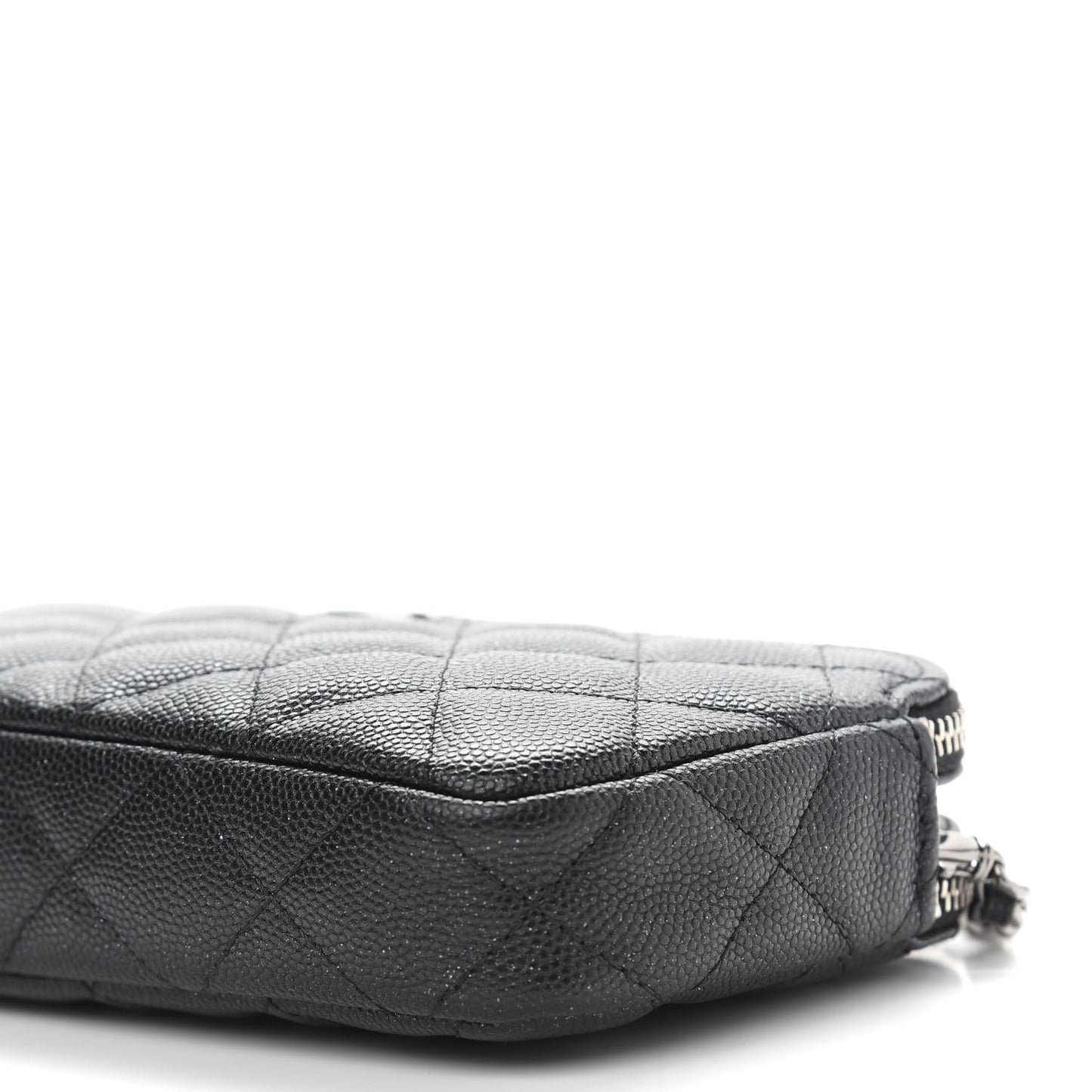 Iridescent Caviar Quilted Small Clutch With Chain Black