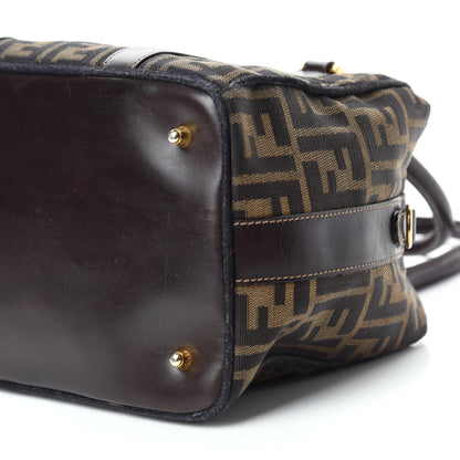 Fendi Zucca Calfskin Medium Convertible Boston Satchel Tobacco 7 of 10