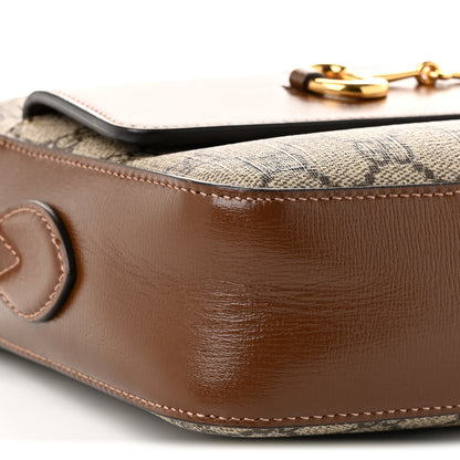 Gucci GG Supreme Monogram Small Horsebit 1955 Shoulder Bag Beige Brown Sugar 9 of 10