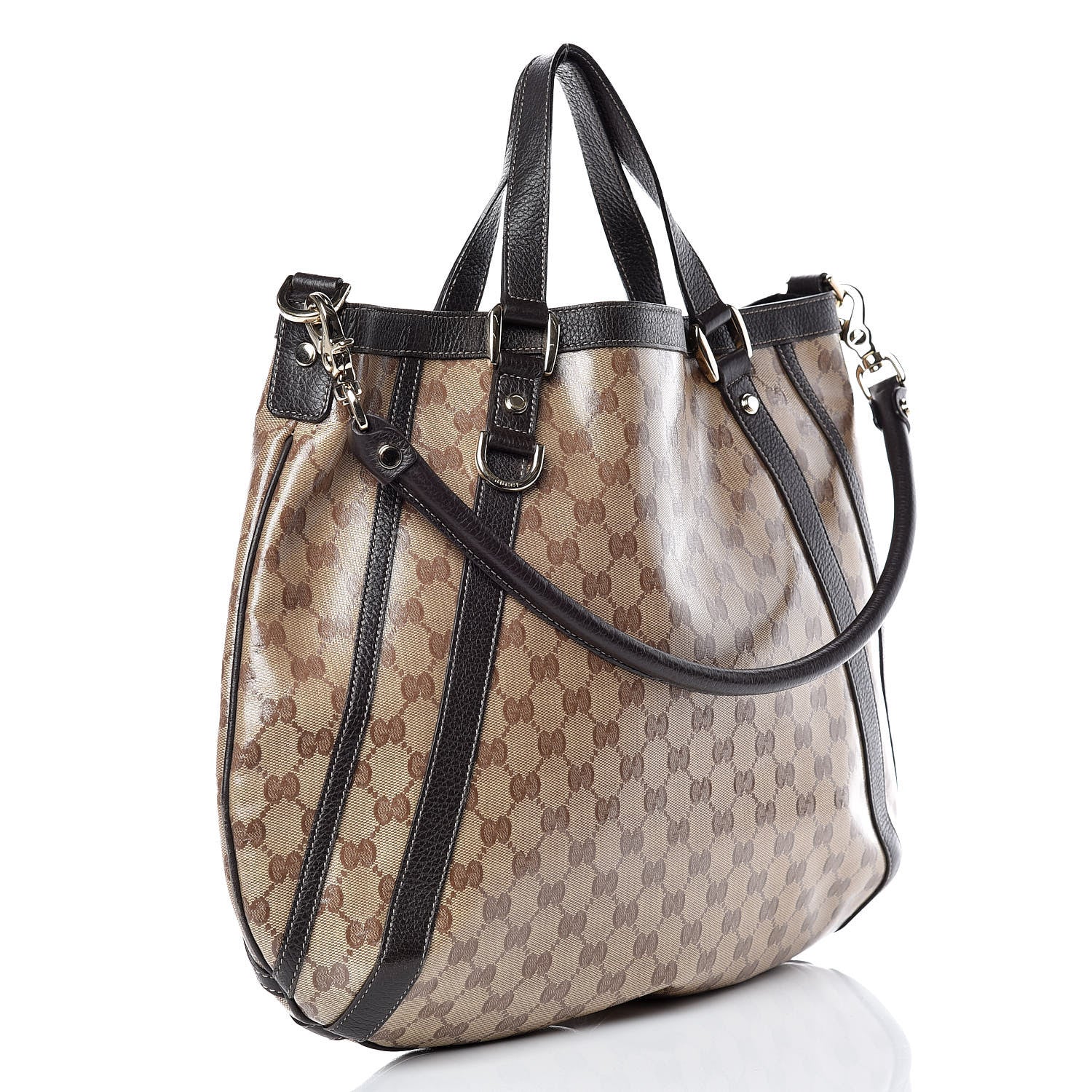 Gucci Crystal Monogram Medium Abbey Convertible Tote Dark Brown 4 of 12