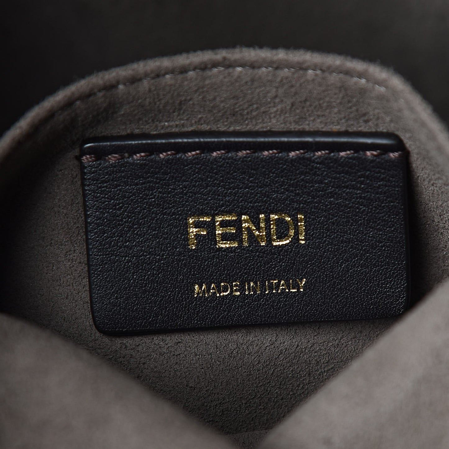 Vitello Century Matte F is Fendi Stamp Patch Bi-Color Grande Mon Tresor Bucket Bag Black Maya Fragola