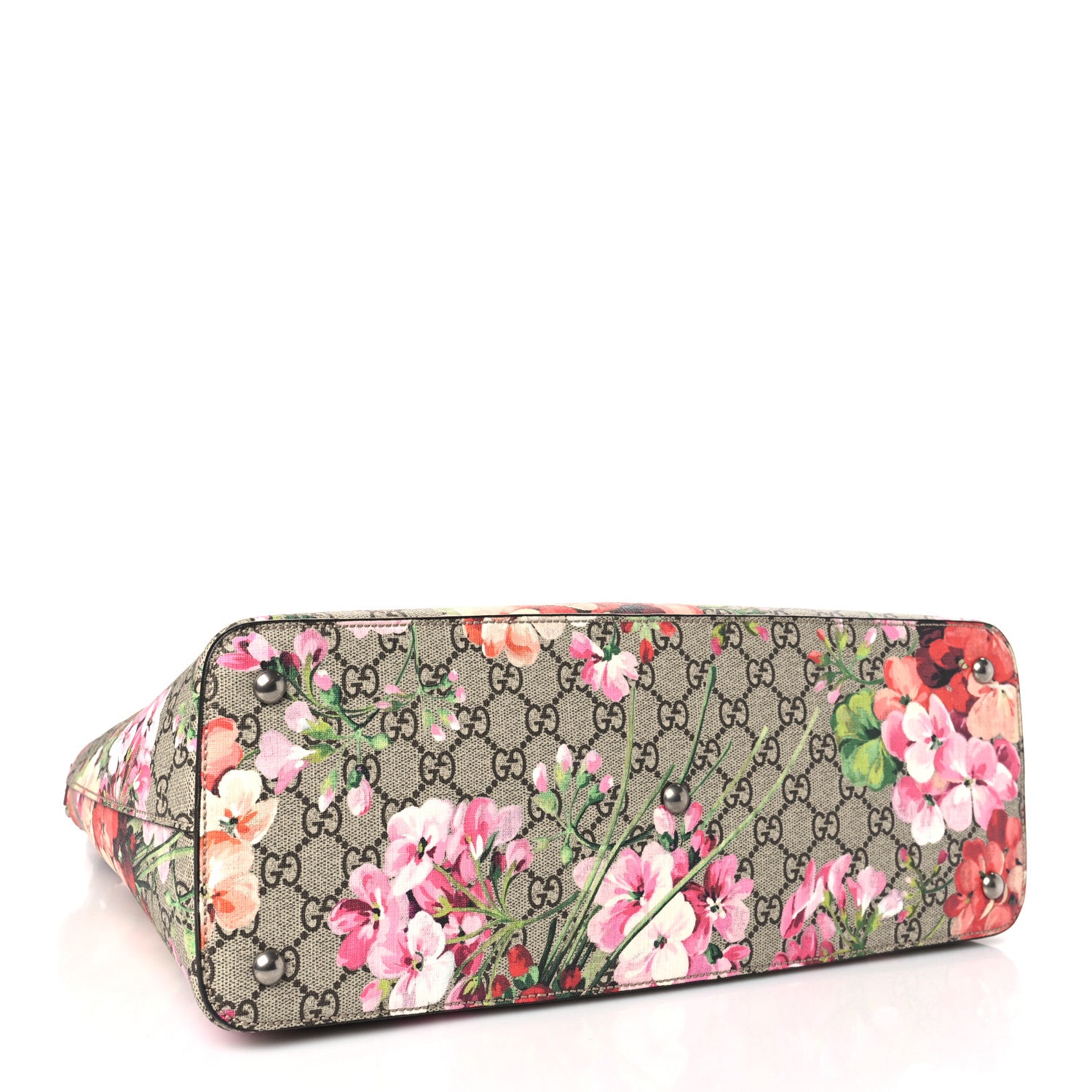 Gucci GG Supreme Monogram Blooms Large Zip Top Tote Beige Multicolor Dry Rose 3 of 9