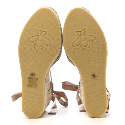 Gucci Nappa Matelasse GG Marmont Ankle Wrap Platform 35/120mm Espadrille Wedges 38.5 Porcelain Rose 5 of 10