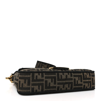 Fendi Fabric Jacquard FF 1974 Medium Baguette Tobacco Moro Black 4 of 9